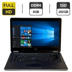 Ноутбук Б-класс Dell Latitude E7440 / 14" (1920x1080) IPS / Intel Core i7-4600U (2 (4) ядра по 2.1 - 3.3 GHz) / 8 GB DDR3 / 250 GB SSD / Intel HD Graphics 4400 / WebCam / Windows 10 Pro