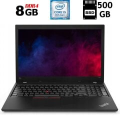 Ноутбук Б-клас Lenovo ThinkPad L580 / 15.6" (1366x768) TN / Intel Core i5-8250U (4 (8) ядра по 1.6 - 3.4 GHz) / 8 GB DDR4 / 500 GB SSD / Intel UHD Grphics 620 / WebCam