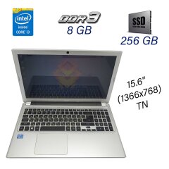 Ноутбук Б класс Acer Aspire v5-571 / 15.6" (1366x768) TN / Intel Core i3-2367M (2 (4) ядра по 1.4 GHz) / 8 GB DDR3 / 256 GB SSD / WebCam / DVD-ROM / USB 3.0 / HDMI