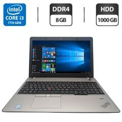 Ноутбук Lenovo ThinkPad E570 / 15.6" (1920x1080) TN / Intel Core i3-7100U (2 (4) ядра по 2.4 GHz) / 8 GB DDR4 / 1000 GB HDD / Intel HD Graphics 620 / WebCam / DVD-ROM