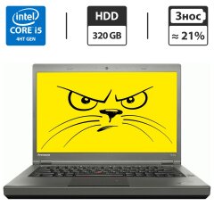 Ноутбук Lenovo ThinkPad T440p / 14" (1366x768) TN / Intel Core i5-4200M (2 (4) ядра по 2.5 - 3.1 GHz) / 4 GB DDR3 / 320 GB HDD / Intel HD Graphics 4400 / WebCam / DVD-ROM