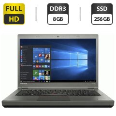 Ноутбук Lenovo ThinkPad T440p / 14" (1920x1080) TN / Intel Core i5-4300M (2 (4) ядра по 2.6 - 3.3 GHz) / 8 GB DDR3 / 256 GB SSD / Intel HD Graphics 4600 / WebCam / DVD-ROM + Бездротова мишка