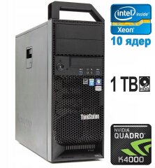 Рабочая станция Lenovo ThinkStation S30 Tower / Intel Xeon E5-2680 v2 (10 (20) ядер по 2.8 - 3.6 GHz) / 32 GB DDR3 / 1000 GB HDD / nVidia Quadro K4000, 3 GB GDDR5, 192-bit / 610W / DVI / DisplayPort