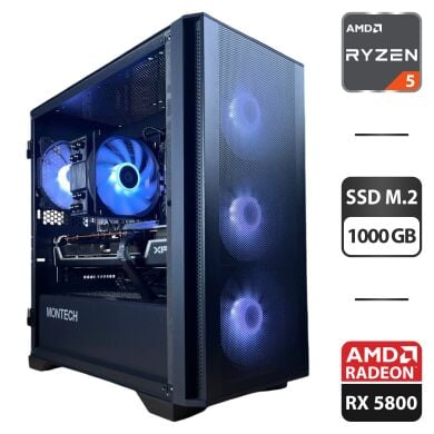 Збірка під замовлення: ігровий ПК Montech Air 100 ARGB Tower / AMD Ryzen 5 8400F (6 (12) ядер по 4.2 - 4.7 GHz) / 32 GB DDR5 / 1000 GB SSD M.2 / AMD Radeon RX 6800, 16 GB GDDR6, 256-bit / 750W Збірка під замовлення: ігровий ПК Montech Air 100 ARGB Tower / AMD Ryzen 5 8400F (6 (12) ядер по 4.2 - 4.7 GHz) / 32 GB DDR5 / 1000 GB SSD M.2 / AMD Radeon RX 6800, 16 GB GDDR6, 256-bit / 750W