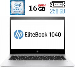Ультрабук Б-класс HP EliteBook 1040 G4 / 14" (1920x1080) IPS Touch / Intel Core i7-7820HQ (4 (8) ядра по 2.9 - 3.9 GHz) / 16 GB DDR4 / 256 GB SSD M.2 / Intel HD Graphics 630 / WebCam / Fingerprint / USB 3.1 / HDMI