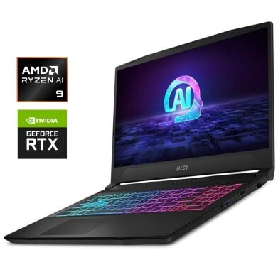 Ігровий ноутбук MSI Katana A15 AI / 15.6" (1920x1080) IPS / AMD Ryzen 9 8945HS (8 (16) ядер по 4.0 &ndash; 5.2 GHz) / 16 GB DDR5 / 1000 GB SSD M.2 / nVidia GeForce RTX 4070, 8 GB GDDR6, 128-bit / WebCam / Win 11