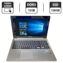 Ноутбук Б-класс Asus S551L / 15.6" (1366x768) TN Touch / Intel Core i5-4200U (2 (4) ядра по 1.6 - 2.6 GHz) / 12 GB DDR3 / 128 GB SSD / Intel HD Graphics 4600 / WebCam / DVD-ROM