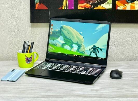 Ігровий ноутбук Acer Nitro 5 AN515-45 / 15.6" (1920x1080) IPS / AMD Ryzen 5 5600H (6 (12) ядер по 3.0 - 4.2 GHz) / 16 GB DDR4 / 512 GB SSD M.2 / nVidia GeForce RTX 3070, 8 GB GDDR6, 256-bit / WebCam / Win 11 Home