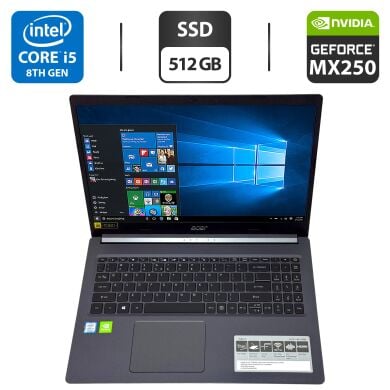 Ноутбук Acer Aspire A515-54G-54QQ / 15.6" (1920x1080) TN / Intel Core i5-8265U (4 (8) ядра по 1.6 - 3.9 GHz) / 12 GB DDR4 / 512 GB SSD / nVidia GeForce MX250, 2 GB GDDR5, 64-bit / WebCam / Windows 10 Pro