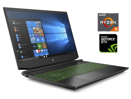 Игровой ноутбук Б-класс HP Pavilion Gaming 15-ec1073dx / 15.6" (1920x1080) TN / AMD Ryzen 5 4600H (6 (12) ядер по 3.0 - 4.0 GHz) / 8 GB DDR4 / 512 GB SSD NVMe / nVidia GeForce GTX 1650, 4 GB GDDR6, 128-bit / WebCam