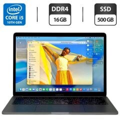 Ультрабук Apple MacBook Pro 13 (2020) A2251 / 13.3" (2560x1600) IPS / Intel Core i5-1038NG7 (4 (8) ядра по 2.0 - 3.8 GHz) / 16 GB DDR4 / 500 GB SSD / Intel Iris Plus Graphics / WebCam / Touch Bar / Touch ID