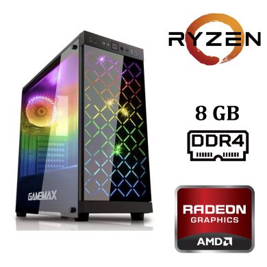 Gamemax Polaris Black RGB MT / AMD Ryzen™ 5 2600 (6 (12) ядер по 3.4 - 3.9 GHz) / 8 GB DDR4 / 120 GB SSD+1000 GB HDD / AMD Radeon™ RX 580 (8GB GDDR5 256 bit) / 600 W