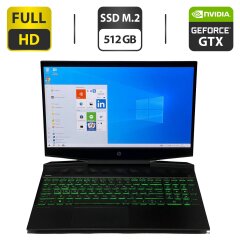 Игровой ноутбук Б-класс HP Pavilion Gaming 15-dk0068wm / 15.6" (1920x1080) TN / Intel Core i5-9300H (4 (8) ядра по 2.4 - 4.1 GHz) / 16 GB DDR4 / 512 GB SSD M.2 / nVidia GeForce GTX 1050, 3 GB GDDR5, 96-bit / WebCam / Windows 10 Pro