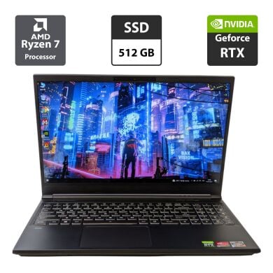 Игровой ноутбук Evoo Gaming Laptop 15 / 15.6" (1920x1080) IPS / AMD Ryzen 7 4800H (8 (16) ядер по 2.9 - 4.2 GHz) / 16 GB DDR4 / 512 GB SSD / nVidia GeForce RTX 2060, 6 GB GDDR6, 192-bit / WebCam