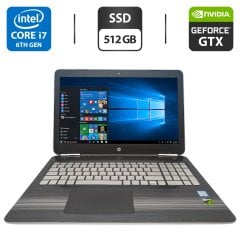 Ігровий ноутбук HP Pavilion 15 / 15.6" (1920x1080) IPS / Intel Core i7-6700HQ (4 (8) ядра по 2.6 - 3.5 GHz) / 16 GB DDR4 / 512 GB SSD / nVidia GeForce GTX 960M, 2 GB GDDR5, 128-bit / WebCam
