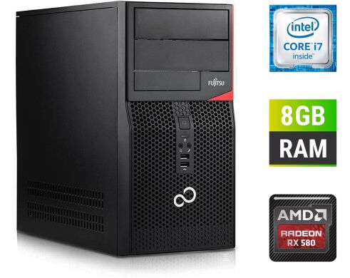 Игровой ПК Fujitsu Tower / Intel Core i7-6700 (4 (8) ядра по 3.4 - 4.0 GHz) / 8 GB DDR4 / 500 GB SSD / AMD Radeon RX 580, 8 GB GDDR5, 256-bit + Windows 10 в подарок