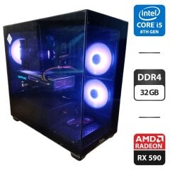 Ігровий ПК Ocypus Gamma C52 ARGB Tower / Intel Core i5-8400 (6 ядер по 2.8 - 4.0 GHz) / 32 GB DDR4 / 256 GB SSD M.2 + 480 GB SSD + 500 GB HDD / AMD Radeon RX 590, 8 GB GDDR5, 256-bit / 750W