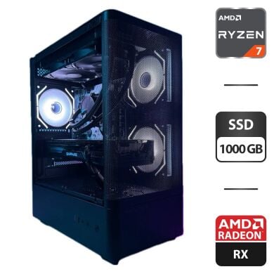 Игровой ПК ProLogix Lumi Tower / AMD Ryzen 7 5700X (8 (16) ядер по 3.4 - 4.6 GHz) / 32 GB DDR4 / 1000 GB SSD / AMD Radeon RX 6900 XT, 16 GB GDDR6, 256-bit / 850W