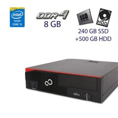 Комп'ютер Fujitsu Esprimo D556 E90+ SFF / Intel Core i5-6600K (4 ядра по 3.5 - 3.9 GHz) / 8 GB DDR4 / 240 GB SSD+500 GB HDD