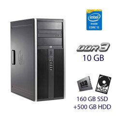 Компьютер HP Elite 8200 Tower / Intel Core i5-2400 (4 ядра по 3.1 - 3.4 GHz) / 10 GB DDR3 / 160 GB SSD+500 GB HDD / nVidia Quadro FX 580, 512 MB GDDR3, 128-bit / DVD-RW