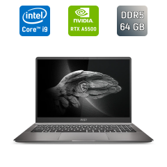 Мобільна робоча станція MSI Creator Pro Z16P / 16" (2560x1600) IPS / Intel Core i9-12900H (14 (20) ядер по 3.8 - 5.0 GHz) / 64 GB DDR5 / 1000 GB SSD / nVidia RTX A5500, 16 GB GDDR6, 256-bit / WebCam / TouchID / Windows 11