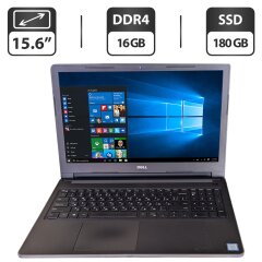 Ноутбук Б-класс Dell Vostro 3558 / 15.6" (1366x768) TN / Intel Core i5-7200U (2 (4) ядра по 2.1 - 4.1 GHz) / 16 GB DDR4 / 180 GB SSD / Intel HD Graphics 620 / WebCam / DVD-ROM
