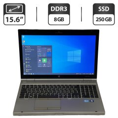 Ноутбук Б-класс HP EliteBook 8560p / 15.6" (1600x900) TN / Intel Core i5-2520M (2 (4) ядра по 2.5 - 3.2 GHz) / 8 GB DDR3 / 250 GB SSD / Intel HD Graphics 3000 / WebCam / Windows 10 Pro