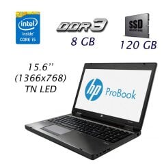 Ноутбук HP ProBook 6570b / 15.6" (1366x768) TN LED / Intel Core i5-3230M (2 (4) ядра по 2.6 - 3.2 GHz) / 8 GB DDR3 / 120 GB SSD / WebCam / DVD-RW / Fingerprint / USB 3.0 / DP