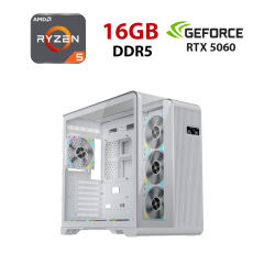 Новый игровой ПК Ice RT7 White Tower / AMD Ryzen 5 8400F (6 (12) ядер по 4.2 - 4.7 GHz) / 16 GB DDR5 / 480 GB SSD / nVidia GeForce RTX 5060, 8 GB GDDR7, 128-bit