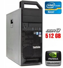 Робоча станція Lenovo ThinkStation S30 Tower / Intel Xeon E5-1650 (6 (12) ядер по 3.2 - 3.8 GHz) / 512 GB DDR3 / 240 GB SSD / nVidia Quadro 2000, 1 GB GDDR5, 128-bit / 610W / DVI / DisplayPort