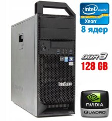 Робоча станція Lenovo ThinkStation S30 Tower / Intel Xeon E5-2670 (8 (16) ядер по 2.6 - 3.3 GHz) / 128 GB DDR3 / 240 GB SSD / nVidia Quadro 2000, 1 GB GDDR5, 128-bit / 610W / DVI / DisplayPort