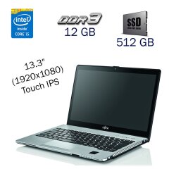 Ультрабук Fujitsu LifeBook S935 / 13.3" (1920x1080) Touch IPS / Intel Core i5-5300U (2 (4) ядра по 2.3 - 2.9 GHz) / 12 GB DDR3 / 512 GB SSD / WebCam / Intel HD Graphics 5500 / Windows 10 PRO Lic