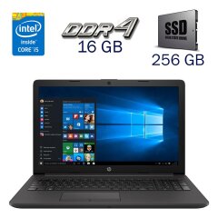 Ультрабук Б-клас HP 250 G7 / 15.6" (1366x768) TN / Intel Core i5-8265U (4 (8) ядра по 1.6 - 3.9 GHz) / 16 GB DDR4 / 256 GB SSD / Intel UHD Graphics 8th Generation / WebCam + Бездротова мишка