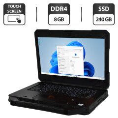 Защищенный ноутбук Б-класс Dell Latitude 5414 Rugged / 14" (1920x1080) IPS Touch / Intel Core i5-6300U (2 (4) ядра по 2.4 - 3.0 GHz) / 8 GB DDR4 / 240 GB SSD / Intel HD Graphics 520 / WebCam / Стилус / Windows 11 Pro