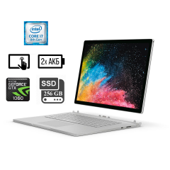 Ультрабук Б-клас Microsoft SurfaceBook2 1793 / 15" (3240x2160) IPS Touch / Intel Core i7-8650U (4 (8) ядра по 1.9 - 4.2 GHz) / 16 GB DDR3 / 256 GB SSD M.2 / nVidia Geforce GTX 1060, 6GB GDDR5, 192-bit / WebCam / UBS Type-C / Дві АКБ + Surface dock-hub