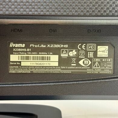 Монитор Iiyama ProLite X2380HS-B1 / 24" (1920x1080) AH-IPS / VGA, DVI, HDMI, Audio / VESA 100x100