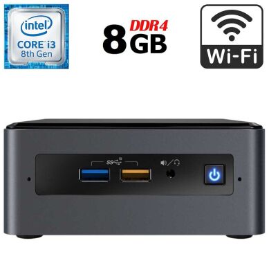 Неттоп Б-клас Intel NUC NUC8BEB USFF / Intel Core i3-8109U (2 (4) ядра по 3.0 - 3.6 GHz) / 8 GB DDR4 / 256 GB SSD M.2 / Intel Iris Plus Graphics 655 / USB 3.1 / HDMI / Wi-Fi + Блок живлення Неттоп Б-клас Intel NUC NUC8BEB USFF / Intel Core i3-8109U (2 (4) ядра по 3.0 - 3.6 GHz) / 8 GB DDR4 / 256 GB SSD M.2 / Intel Iris Plus Graphics 655 / USB 3.1 / HDMI / Wi-Fi + Блок живлення