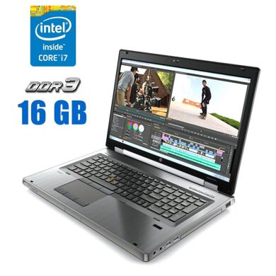 Мобільна робоча станція HP EliteBook 8770w / 17.3" (1920x1080) TN / Intel Core i7-3630QM (4 (8) ядра по 2.4 - 3.4 GHz) / 16 GB DDR3 / 128 GB SSD + 500 GB HDD / AMD FirePro M4000, 1 GB GDDR5, 128-bit / WebCam / DVD-ROM