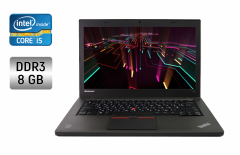 Ноутбук Lenovo ThinkPad T450 / 14" (1600x900) TN / Intel Core i5-5200U (2 (4) ядра по 2.2 - 2.7 GHz) / 8 GB DDR3 / 240 GB SSD / Intel HD Graphics 5500 / WebCam / Windows 10