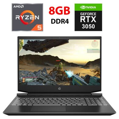 Игровой ноутбук HP Pavilion Gaming 15-ec2065nf / 15.6" (1920x1080) IPS / AMD Ryzen 5 5600H (6 (12) ядер по 3.3 - 4.2 GHz) / 8 GB DDR4 / 512 GB SSD / nVidia GeForce RTX 3050, 4 GB GDDR6, 128-bit / WebCam