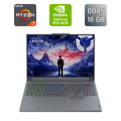 Игровой ноутбук Lenovo Legion Slim 6 16ARP9 / 16" (2560x1600) IPS / AMD Ryzen 7 7435HS (8 (16) ядер по 3.1 - 4.5 GHz) / 16 GB DDR5 / 1000 GB SSD / nVidia GeForce RTX 4070, 8 GB GDDR6, 128-bit / WebCam / Windows 11
