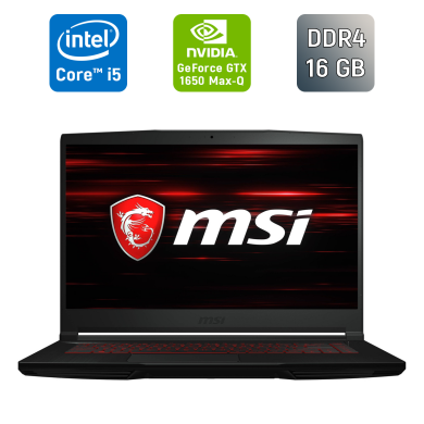 Ігровий ноутбук MSI GF63 Thin 11SC / 15.6" (1920x1080) IPS / Intel Core i5-11400H (6 (12) ядер по 2.7 - 4.5 GHz) / 16 GB DDR4 / 512 GB SSD / nVidia GeForce GTX 1650 Max-Q, 4 GB GDDR5, 128-bit / WebCam / HDMI