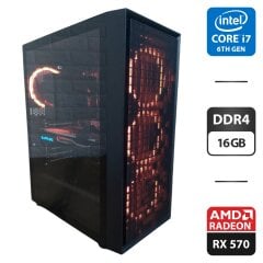 Игровой ПК 1stPlayer Go6 Tower / Intel Core i7-6700 (4 (8) ядра по 3.4 - 4.0 GHz) / 16 GB DDR4 / 256 GB SSD M.2 + 512 GB SSD + 500 GB HDD / AMD Radeon RX 570, 8 GB GDDR5, 256-bit / 600W