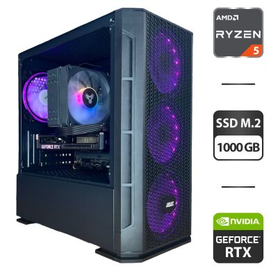 Ігровий ПК 2E Gaming Calleo GB700 Tower / AMD Ryzen 5 7500F (6 (12) ядер по 3.7 - 5.0 GHz) / 32 GB DDR5 / 1000 GB SSD M.2 / nVidia GeForce RTX 3060, 12 GB GDDR6, 192-bit / 650W / HDMI