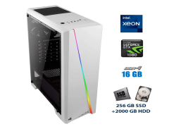 Ігровий ПК Б-клас AEROCOOL Cylon White Tower / Intel® Core™ Xeon 2666v3 (10 (20) ядра по 2.6 - 3.3 GHz) / 16 GB DDR4 / 256 GB SSD M2 NVME NEW+2000 GB HDD / nVidia GeForce GTX 1080 (8 GB GDDR5 256 bit) / USB 3.0 / 400W