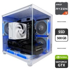 Игровой ПК Gamdias Aura GC10M ARGB White Tower / AMD Ryzen 5 3600 (6 (12) ядер по 3.6 - 4.2 GHz) / 16 GB DDR4 / 500 GB SSD / nVidia GeForce GTX 1660 Super, 6 GB GDDR6, 192-bit