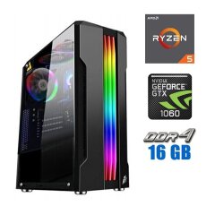 Ігровий ПК Tower / AMD Ryzen 5 4500 (6 (12) ядер по 3.6 - 4.1 GHz) / 16 GB DDR4 / 480 GB SSD + 500 GB HDD / nVidia GeForce GTX 1060, 6 GB GDDR5, 192-bit / 500W