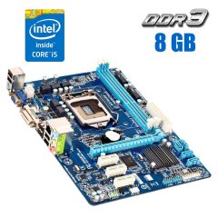 Комплект: материнская плата Gigabyte GA-H61M-DS2V / LGA1155 / Intel Core i5-3470 (4 ядра по 3.2 - 3.6 GHz) / 8 GB DDR3 / Intel HD Graphics 2500 + Кулер