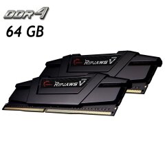 Комплект: Новая оперативная память для ПК G.Skill Ripjaws V Black / 64 GB (2x32 GB) / PC4-28800 / DDR4 / 3600 MHz
