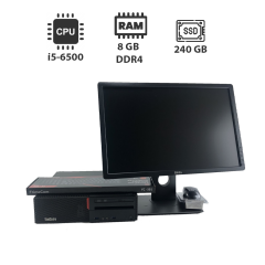 Комплект ПК: Lenovo Thinkcentre M900 SFF / Intel Core i5-6500 (4 ядра по 3.2 - 3.6 GHz) / 8 GB DDR4 / 240 GB SSD / Intel HD Graphics 530 + Монитор 22" (1680x1050) TN / VGA, DP / Разные бренды + Мышка, клавиатура, кабели подключения
